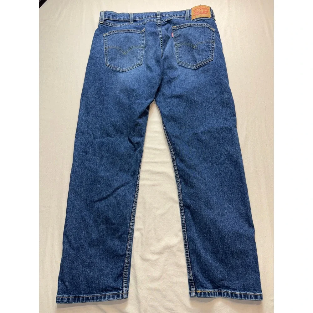 Levis 505 Regular Fit‎ Straight Leg Jeans Mens 38x30 Blue Denim Stretch 540196